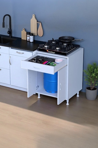 Eliusta Lumin Tüp Yuvalı 65 Cm Ankastre Ocak Altı Dolap 65x88x48 Cm Beyaz Dolap Çekmeceli Mutfak Organizeri Beyaz