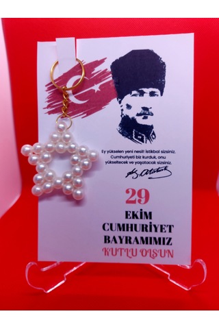 Sevimli Tasarımlar Yıldız Anahtarlık-29 Ekim Temalı