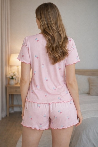 Kadın 01596 Kaşkorse Şortlu Pijama Takımı Pembe