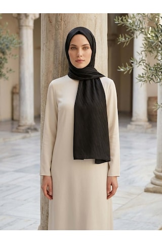 Camellia Scarfs İtalyan Jakar Şal Dalga Desen Siyah - Asil Ve Lüks Stil