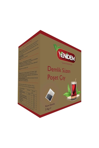 Yenidem Kare Demlik Süzen Poşet Çay Ev Tipi Siyah Çay ve Hibiskus Karışımı Bamya Çiçeği 3 KG