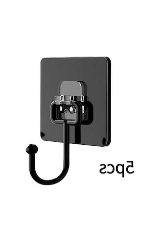 Fortunelane Banyo Krokosu 5'li Set - Suya Dayanıklı, Kolay Montaj, Güçlü Tutucu Siyah Diğer Diğer