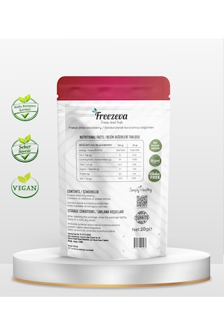 Freezeva Dondurularak Kurutulmuş Böğürtlen 20 Gr - Freeze Dried Böğürtlen Kuru Meyve Cipsi 20 G