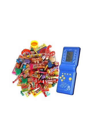 Nostaljik Lezzetler Hediye Kutusu Mavi Tetrisli Büyük Boy 80'ler 90'lar