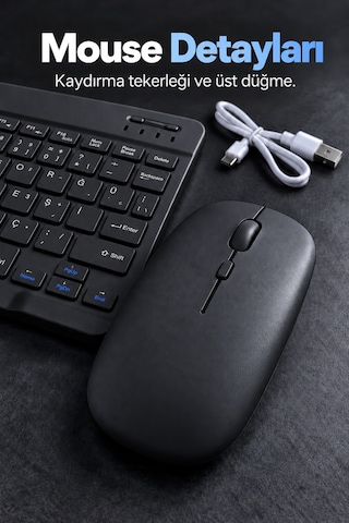 Shnstore Bluetooth Klavye Mouse Seti Türkçe Tuş Dizilimli Beyaz Shntknd0720 Diğer