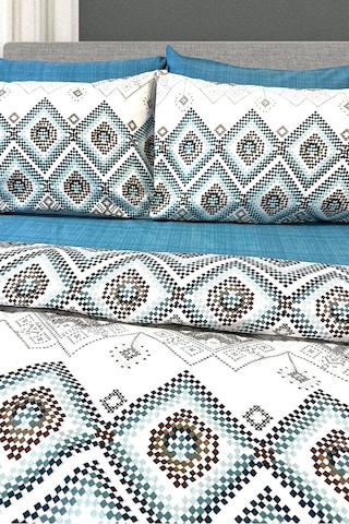 Tek Kişilik Ranforce Nevresim Takımı Düz Çarşaflı Bohemıan Petrol