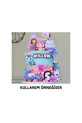 Gabby Temalı Doğum Günü Pasta Parti Süsü Seti Cake Topper