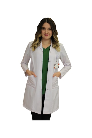 Klasik Yaka Kadın Doktor Önlüğü Hemşire Öğretmen Beyaz Önlük (508602899)
