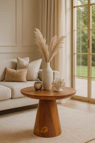 Doğal Meşe Renk Orta Sehpa Modern Mantar Tasarım Meşe