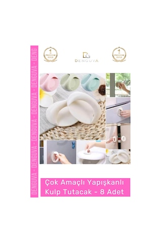 Kulp Pratik Mobilya Çekmece Dolap Pencere Cam Kapı Kendinden Yapışkanlı Yapışkanlı Kulp Tutacak - 8 Çok Renkli