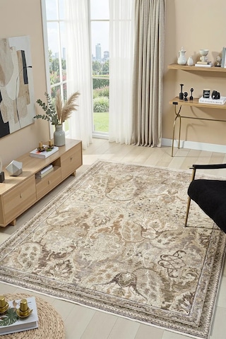 Seyran Halı Monde 800 Bej Polyester Makine Halısı