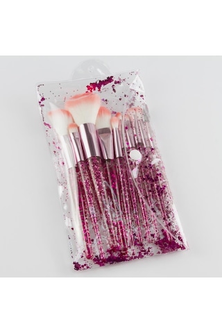 Fontenay Profesyonel Pembe Simli Makyaj Fırça Seti 10'lu