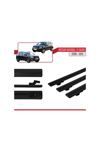 Nisssan Qashqai +2 Nj10 2008-2013 Arası İle Uyumlu Basic Model Ara Atkı Tavan Barı Siyah 3 Adet