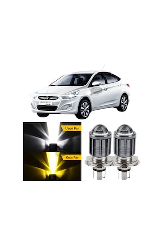 Hyundai Accent Blue 2011-2018 Uyumlu Mercekli Far Ampulü Led Xenon Çift Renk Sarı-beyaz Far Şimşek Csp Led Lamba LED Far 53881828