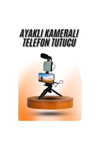 Telefon - 921 - Tutucu Mini Mikrofonlu Tripod Vlog - Kmrsfres - Çekim Video Çok Renkli
