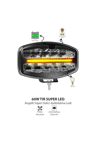 Tır Kamyon 10 İnç Led Sis Farı Delici Aydınlatma Led 12v-24v Beyaz Led Aydınlatma Sarı Gündüz Led