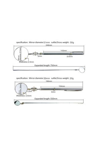 Sones Araba Tamir Algılama Aynası Üniversal Katlanır Kaynak Şasi Muayene Ayna Model: Pembe Saplı 50mm