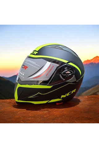 Ncr-158 Çene Açılır Gözlüklü E-ce Belgeli Kask Sarı