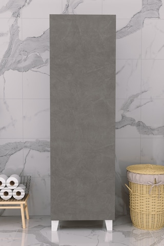 Çok Amaçlı Kapaklı Banyo Dolabı - Yüksek Raflı, Dar Alanlara Uyumlu Depolama Dolabı - Kil Grisi - 54cm