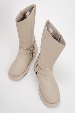 Luvishoes Luvi Shoes Solva Bej Cilt Kadın Binici Bot Bej Deri