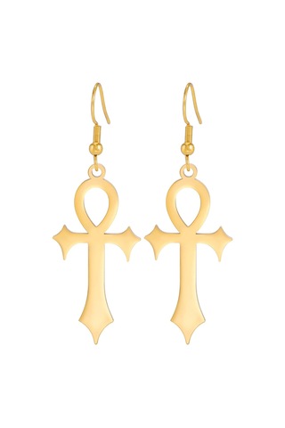 Kadınlar Kızlar İçin Ankh Haç Küpeleri Eski Mısır Haçı Paslanmaz Gold