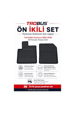 Trobus Fiat Doblo 2023-2026 Panelvan 2d Havuzlu Paspas 2 Parça Ön Takım