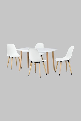 Vilinze Eames Sandalye Avanos Ahşap Mdf Mutfak Masası Takımı - 70x120 Cm Beyaz