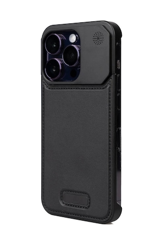 Apple Uyumlu iPhone 14 Pro Max Kılıf Magsafe Şarj Özellikli Mekanizmalı Koku Hazneli Redclick Mostar Kapak - Siyah
