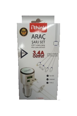 Araç Şarj Set Gold Serisi 4İn1 Kablo İ'Think