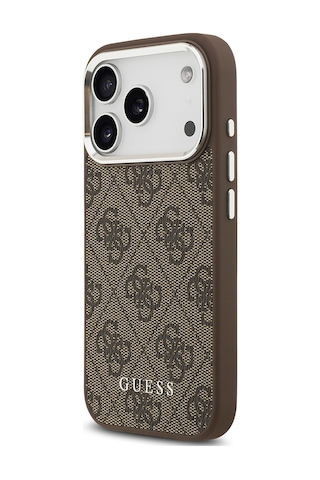 Apple Uyumlu iPhone 17 Pro Max Kılıf Guess Lisanslı M-safe Özellikli 4g Klasik Yazı Logolu Kapak Kahvereng Kahverengi