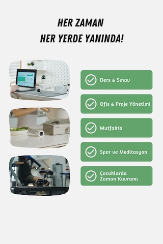 GWORKE Gt-2 Hexagon Zamanlayıcı, Flip Timer, Öğrenci Ders Çalışma Saati, Sınav Kronometresi, Mutfak - Siyah
