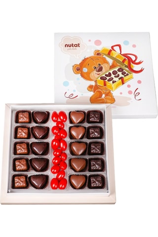 Nutat Çikolata Sevimli Ayıcık Kutu Sevgililer Günü Spesiyal Çikolata 340 Gr.