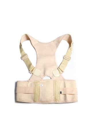 Erkek Kadın Ayarlanabilir Manyetik Duruş Düzeltici Korse Geri Erkekler Brace Geri Omuz Kemeri Bel Desteği Düz, Boyut: S Ten Rengi