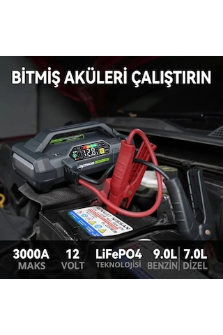 Lokithor Ja3000pro 12v 3000amp Lifepo4 Akıllı Akü + Pompa + + Led Lamba