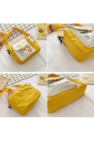 Tongxida Bosphorusboutique Yeni Versiyonu Pembe Omuz Öğrenci Mcrtrade Maç Küçük Kore Kız Kare Kanvas Kadın Fonksiyonlu Çanta Pembe