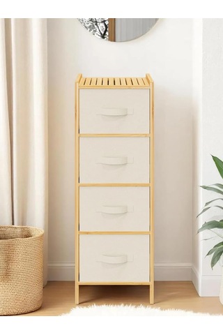 Digithome Bambu 4 Çekmeceli Dolap Organizer Çok Amaçlı Düzenleyici Şifonyer Db-0014 Çok Renkli
