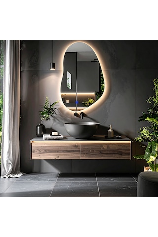 Nelyos Günışığı Lazer Kumlamalı Lavabo & Banyo Aynası Dokunmatik Sensörlü 100 X 65 Cm