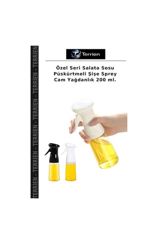 Özel Seri Salata Sosu Püskürtmeli Şişe Sprey Cam Yağdanlık 200 Ml. Çok Renkli