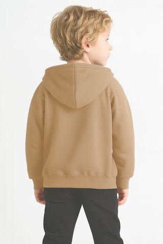 Ahengim Kız - Erkek Çocuk Basic Fermuarlı Kalın 3 İplik Kışlık Okul Sweat Ak1815 Bej