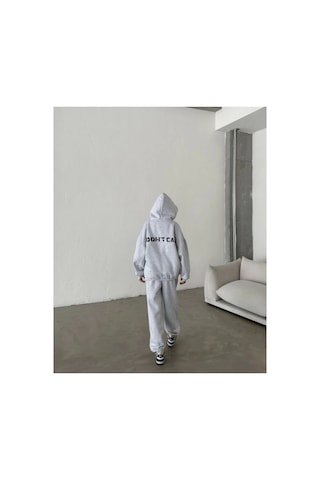 Butik İstanbul Nakış İşlemeli Üç İplik Sweat Takım- Gri