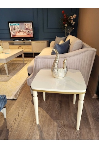 Akset Lüx Yan Sehpa Gold Krem