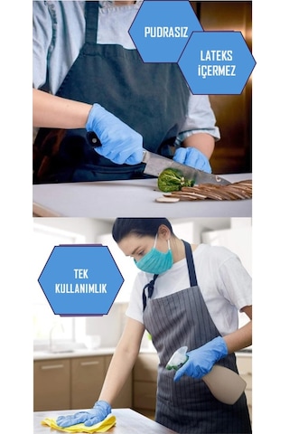 Nitril Muayene Eldiveni Pudrasız Mavi M Beden 100'lü Paket