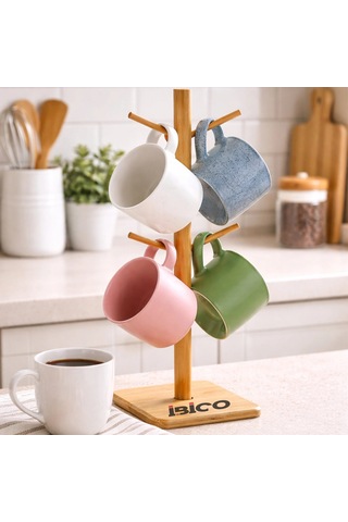 Mix Altlık Yuvarlak - Kare Bardak - Fincan Asacak Bambu - Ahşap 35cm Bx40 19 x 7 CM