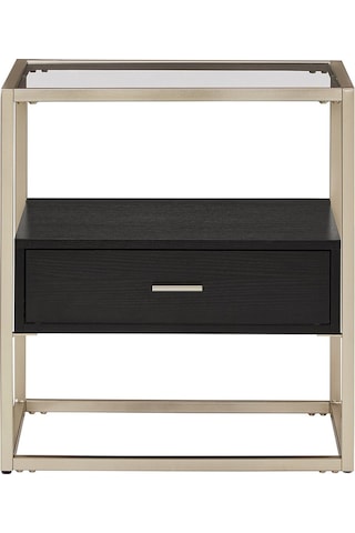 Faye Gold Metal Ahşap&cam Yan Sehpa