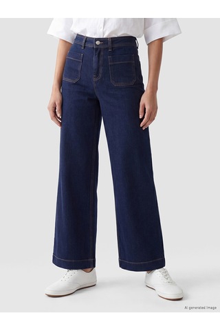 Lcwaıkıkı Classic İndigo Yüksek Bel Wideleg Kadın Jean Pantolon