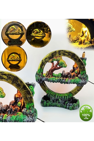 Işıklı Hayal Çemberi Geri Akış Tütsülük Gece Lambası Altın