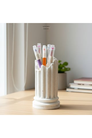 Yıkılmış Yunan Sütunu Kalemlik Beyaz