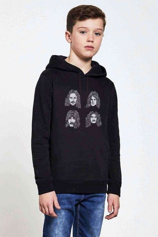 Tshirthane Black Sabbath Karakalem Baskılı Unisex Çocuk Kapüşonlu Sweatshirt Siyah