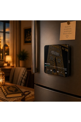 Sesli Buzdolabı Magneti Bakara Suresi Evinizde Huzur Başlasın Siyah