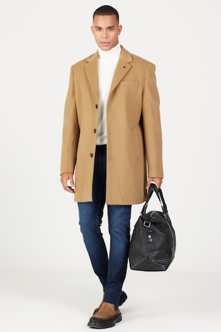 Ac&Co / Altınyıldız Classics Erkek Camel Standart Fit Normal Kesim Mono Yaka Yünlü Palto Camel